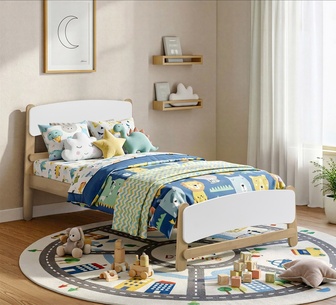 Maely King Single Oak White Kids Bed Frame