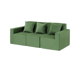 Maelor 3 Seater Green Corduroy Compressed Modular Sofa