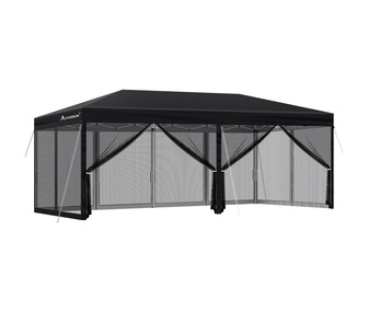 Makayla 3mx6m Black Mesh Walls Outdoor Pop Up Gazebo