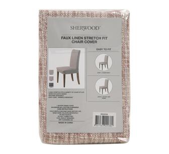 Manique Faux Linen Dining Chair Cover 6Pk Rose