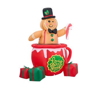Twinkletown Christmas LED Inflatable Gingerbread Man w/ Cup