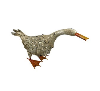 Marino White/Orange Iron Streching Duck Statue
