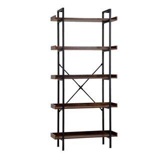 Marshall 5 Tiers Metal Bookshelf Black/Rustic Walnut