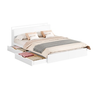 Maribel King White Bed with Charging Station & Storage