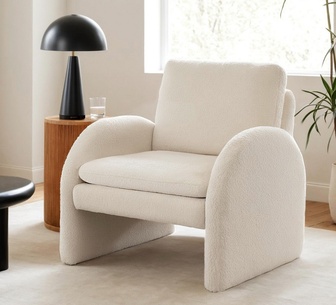 Margaret White Boucle Curved Armchair