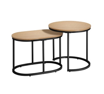 Set of 2 Maria Nesting Natural Oval & Round Coffee Tables