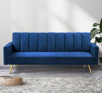 Marty Futon Sofa 3STR Blue Velvet