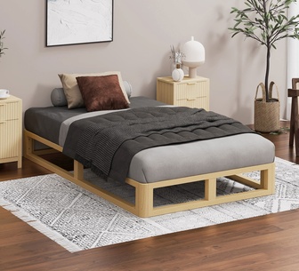 Mathis Single Oak Pine Wood Bed Base