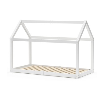 Mavee Single White Pine Wood House Kids Bed Frame