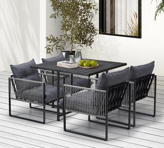 Melvill 4 Seater Outdoor Dining Set Grey/Black