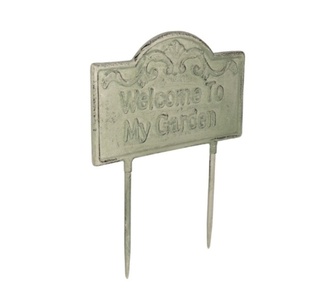 Meri Green Iron Welcome Garden Stake