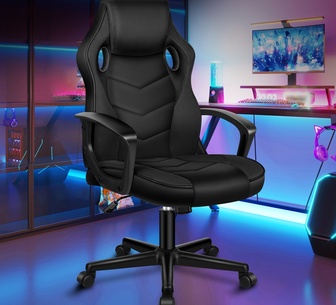 Omer Black PU Gaming Chair