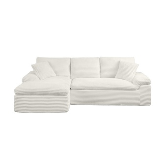 Mersan 3 Seater Beige Corduroy Compressed Sofa