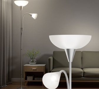MetroGlow Silver Mother and Child Floor Lamp