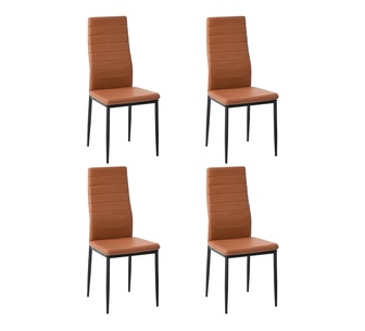 Set of 4 Mica PU Tan Dining Chairs