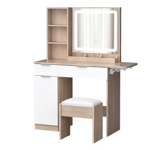 Milas 2 Drawer Wood White Dressing Table w/ LED