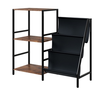 Minera 3 Tier Black Brown Vinyl Record Player Stand