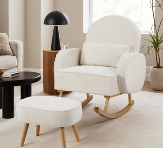 Miri White Rocking Armchair with Footrest