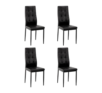 Set of 4 Miyo PU Black High-Back Dining Chairs