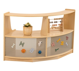 Jooyes Kids Modular Curved 2 Tier Storage Shelf Oak