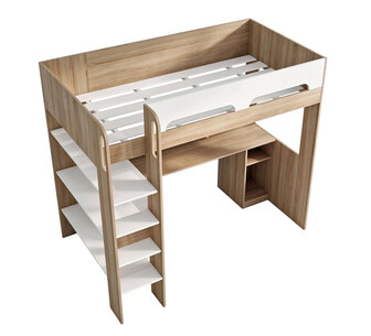 Monteray King Single Light Oak & White Loft Bed