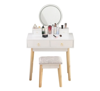 Moneva 2 Drawer White LED Dressing Table Set