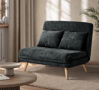 Montey 2 Seater Charcoal Chenille Sofa Bed