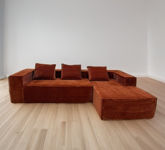 Monash L Shape 3 Seater Sofa Burnt Orange