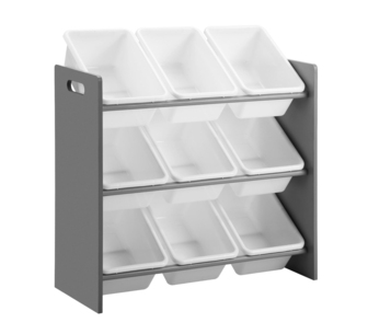 Monty Kids Toy Box Organiser 9 Bins Grey/White