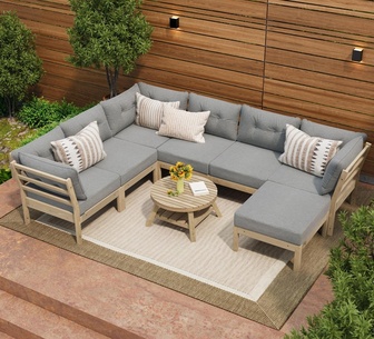 Morelos 8 Piece Grey Outdoor Lounge Setting
