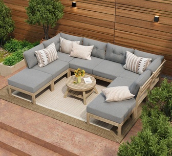 Morelos 9 Piece Grey Outdoor Lounge Setting