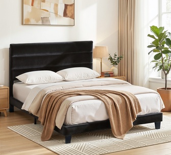 Mossera Queen Black Upholstered Base Bed Frame