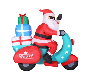 Holly Jolly LED Christmas Inflatable Santa Motorbike Multi