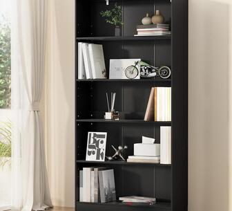 Mutya 5 Tier Black Bookshelf