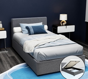 Nadda King Single Grey Gas Lift Bed Frame