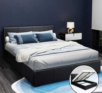 Nadda Queen Black Gas Lift Bed Frame