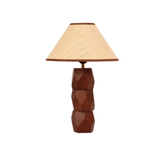 Naeva Brown Hand-Faceted Wooden Base Table Lamp