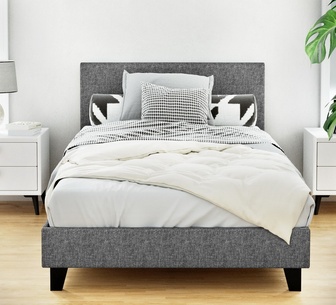 Namra King Single Grey Fabric Bed Frame