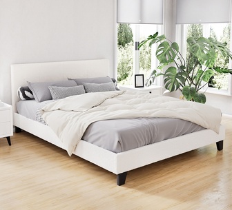 Namra Queen White Boucle Bed Frame