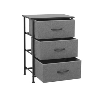 Nani 3 Drawer Grey Bedside Table
