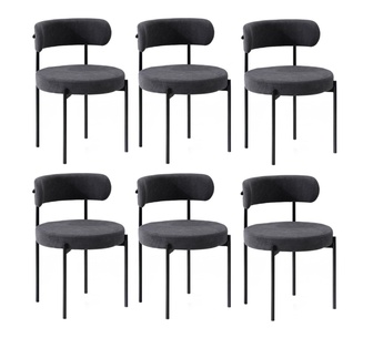 Set of 6 Nara Dark Grey Dining Chairs