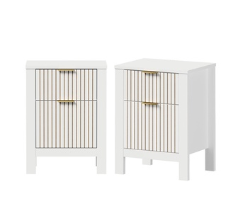 Set of 2 Natsuki 1 Drawer White Bedside Table