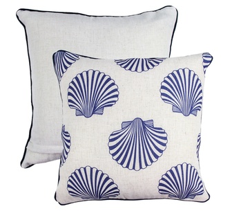Nautical Nook Linen Cushion Blue White