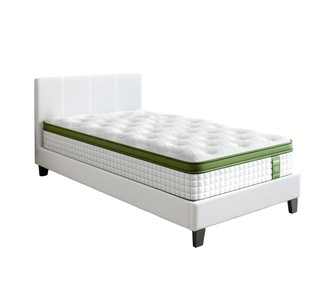 Nerry Single White Bed Frame with 30cm Hybrid Mattress