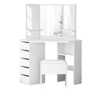 Nerith Tri-fold White Dressing Table Set