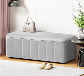 Nereida Grey Rectangle Storage Ottoman