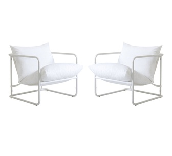 Set of 2 Nestiva White Steel Outdoor Armchair