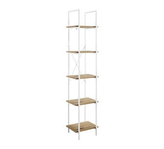 Neville 5 Tier Oak White Bookshelf
