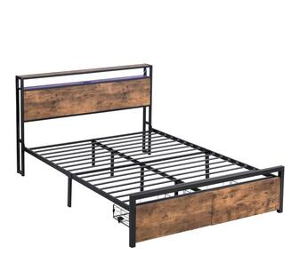 Nevaeh Double LED USB Storage Bed Brown
