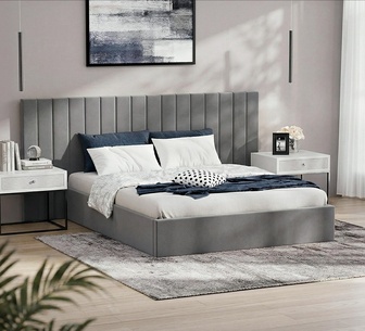 Newgate Double Grey Velvet Gas Lift Bed Frame